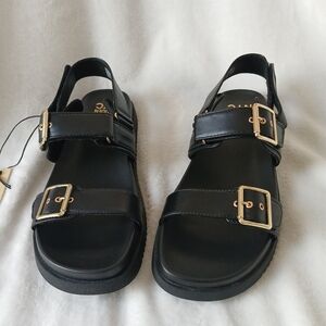 Madden NYC Mona Double Bluckle Dress Footbeed Sandals Black Women's Size 11